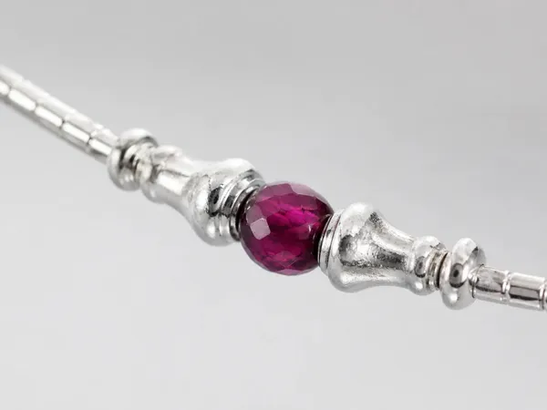 Moonlit_Serenade_Delicate_Silver_Anklet_With_Captivating_Ruby_Beads_Single