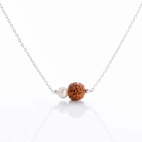 925_Sterling_Silver_Rudraksha_Freshwater_Pearl_Necklace_Spiritual_Minimalist_Chain_Necklace_For_Women_Default_Title