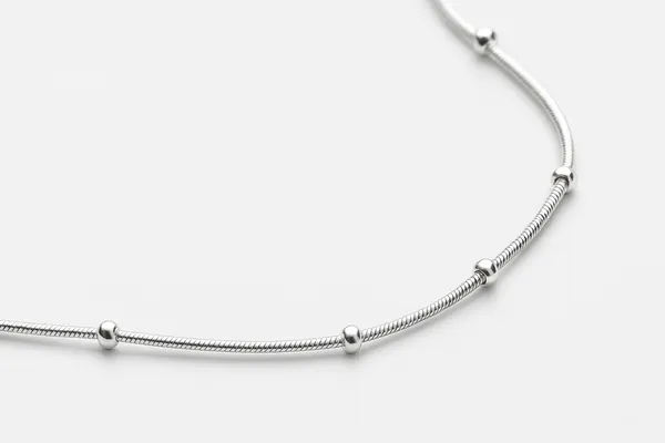 925_Sterling_Silver_Snake_Chain_Necklace_With_Bead_Accents_For_Women_Minimalist_Silver_Chain_Default_Title