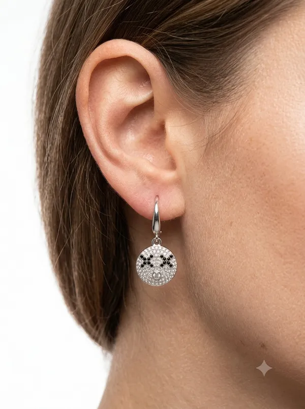 Silver_Earrings_Monochrome_Mosaic_Clear_Stone_Drop_Default_Title