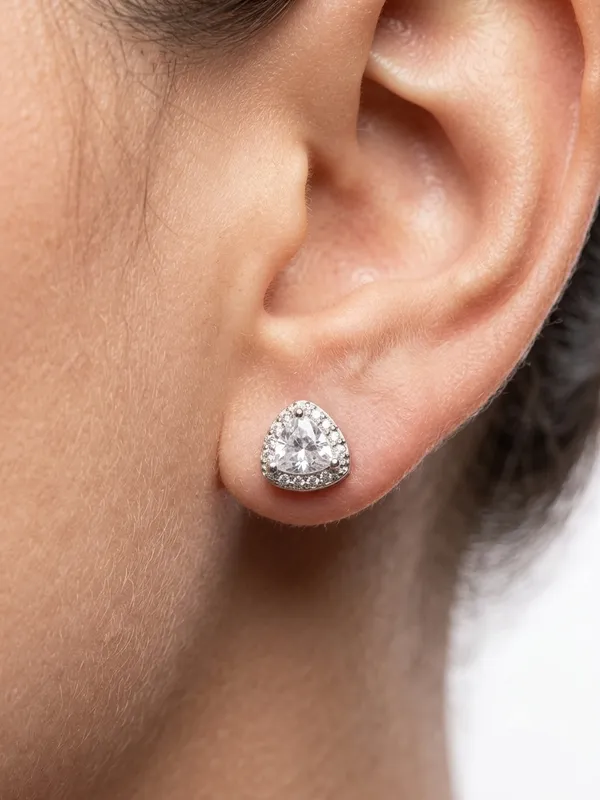 Silver_Earrings_Trilliant_Halo_Clear_Stone_Studs_Default_Title