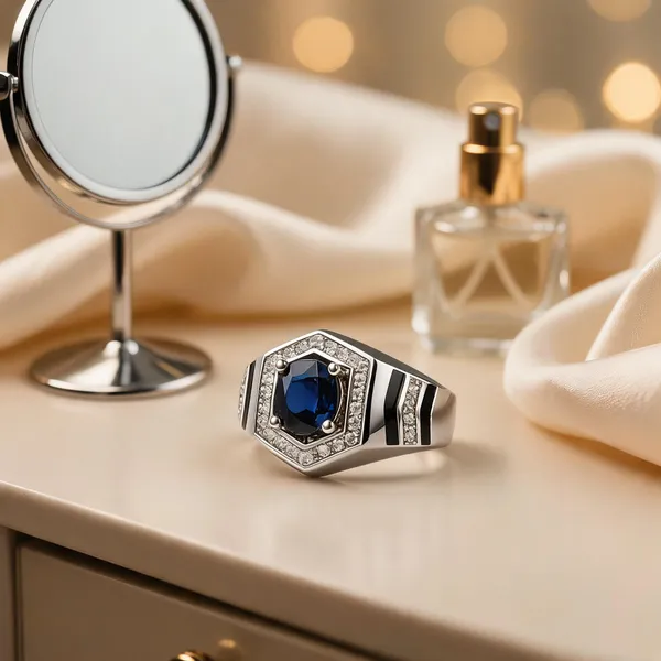 Pure_925_Sterling_Silver_Rings_With_Blue_Sapphire_Center_Stone_Diamond_Halo_Luxury_Hexagon_Design