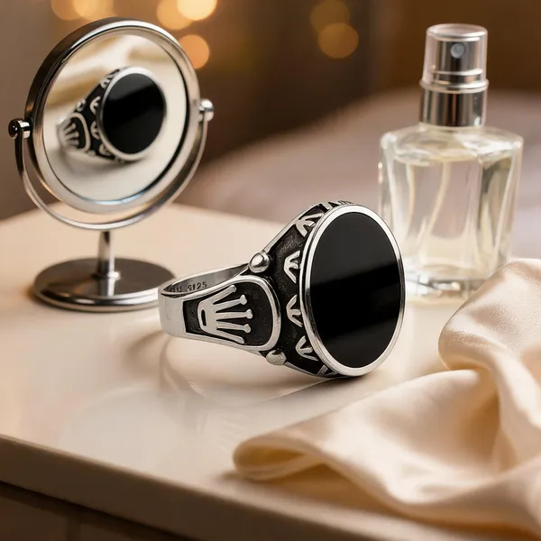 925_Pure_Silver_Black_Onyx_Mens_Vintage_Royal_Rings_Premium_Oval_Stone_Statement_Band_With_Antique_Engraving