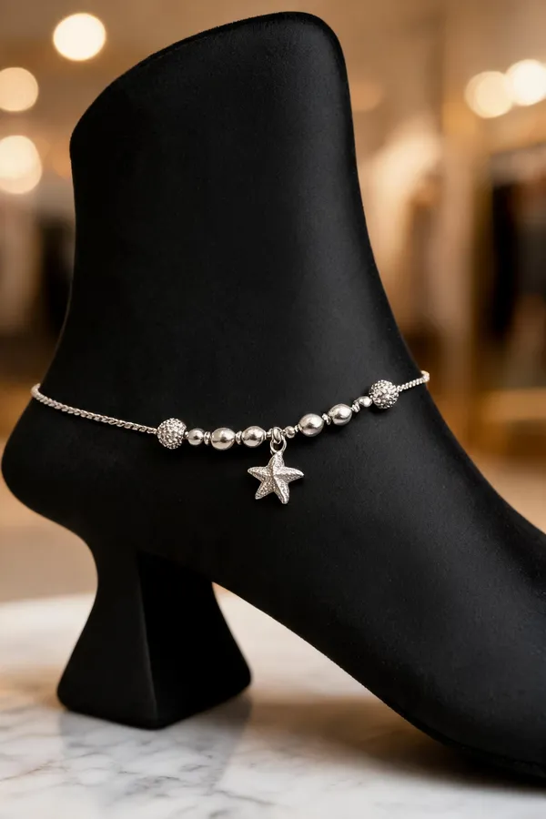 Garden_Halo_Sterling_Silver_Anklet_With_Ruby_And_Emerald_Talisman_Charm_Pair