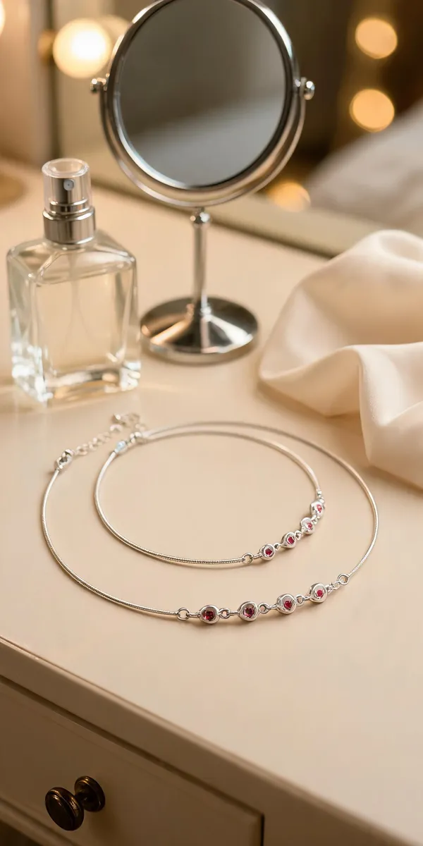 Moonlit_Whispers_Sterling_Silver_Anklet_With_Dainty_Ruby_Toned_Charms_Pair