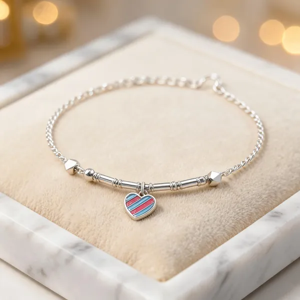 Prism_Heartbeat_Sterling_Silver_Anklet_With_Radiant_Enamel_Charm_Single