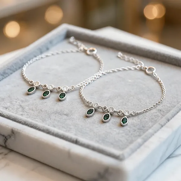 Enchanted_Forest_925_Silver_Anklet_With_Emerald_Green_And_Crystal_Glow_Pair