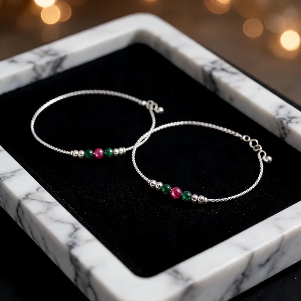 Aurora_Tranquil_Beaded_Silver_Pair_Of_Anklet_Triple_Hue_Charms_For_Serene_Grace_Pair