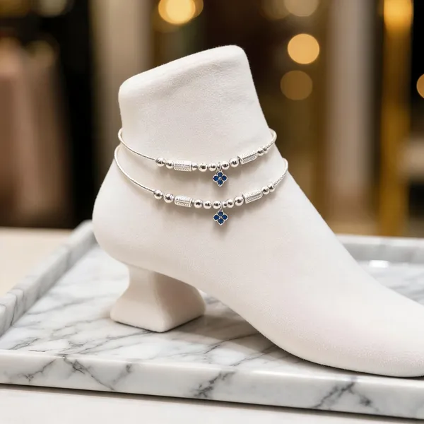 Blue_Blossom_Whisper_Silver_Anklet_Beaded_Charm_For_Poised_Everyday_Shine_Pair