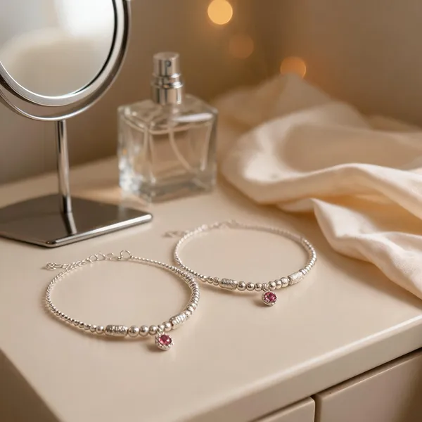 Rose_Ember_Beaded_Silver_Anklet_With_Crimson_Crystal_Charm_Glow_Pair