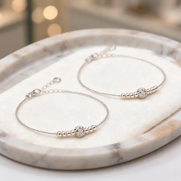 Aurora_Grace_Fine_Silver_Anklet_With_Sculpted_Bead_Cluster_Centerpiece_Pair