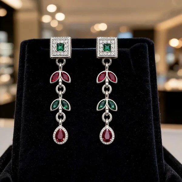 Emerald_Enchantment_Dazzling_Oxidised_Silver_Vine_Earrings