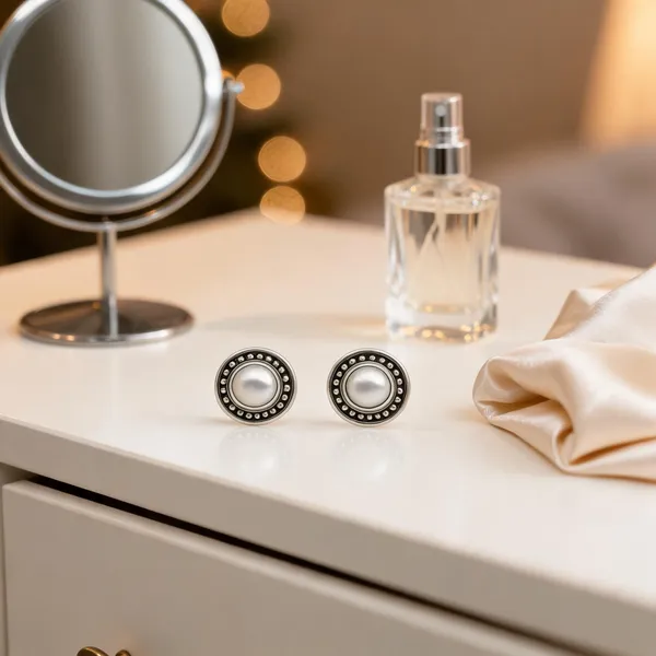 Oceans_Whisper_Elegant_Oxidised_Silver_Pearl_Stud_Earrings