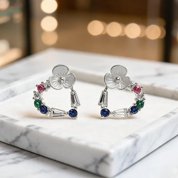 Enchanted_Garden_Multicolor_Gemstone_Silver_Blossom_Earrings