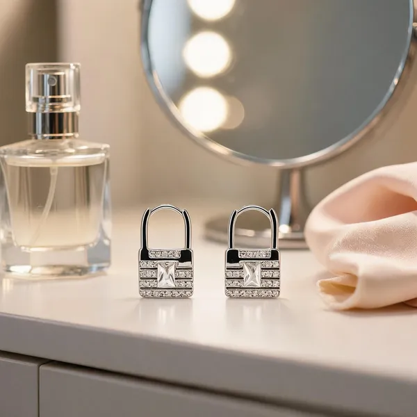 Lock_Light_Radiant_Princess_Cut_Silver_Padlock_Earrings