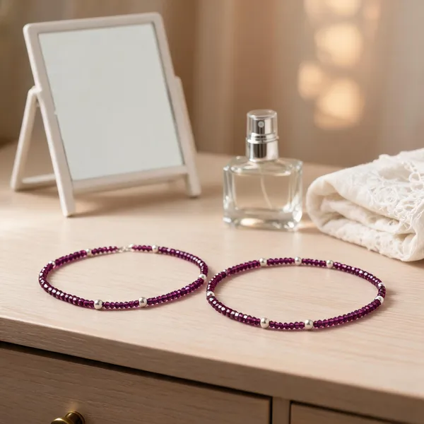 Violet_Dreams_Elegance_In_Silver_And_Vibrant_Beads_Anklet_Pair