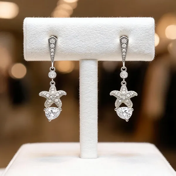 Silver_Earrings_Starfish_Cascade_Clear_Stone_Elegance