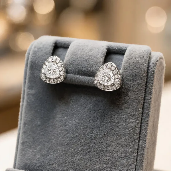Silver_Earrings_Trilliant_Halo_Clear_Stone_Studs