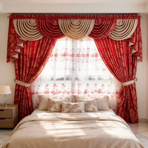 Red_Knitted_Fabric_Curtain_For_Home_Decor