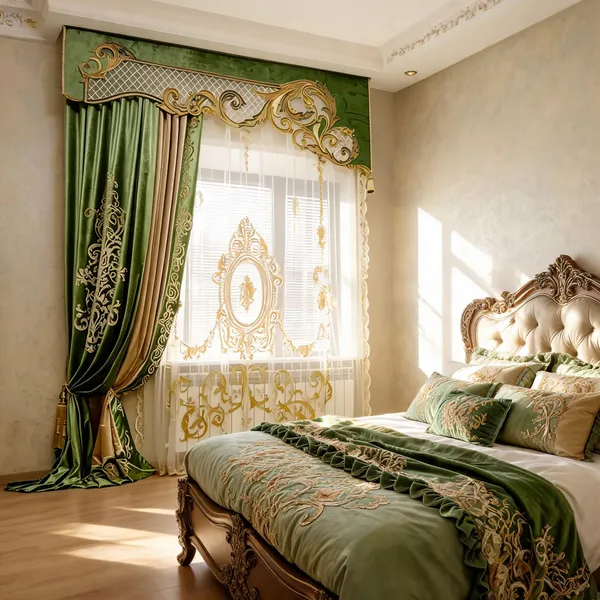 Green_Long_Crush_Fabric_Curtain_For_Home_Decor