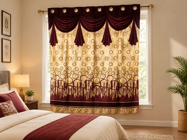 Maroon_And_Beige_Jute_Curtain_For_Home_Decor