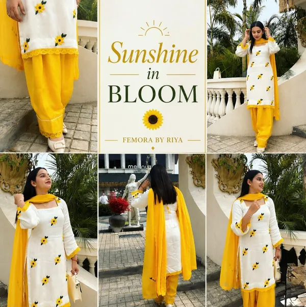 Yellow_And_White_Cotton_Unstiched_Suit_Set_For_Women