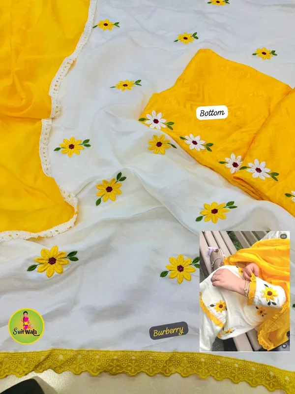 Yellow_And_White_Cotton_Unstiched_Suit_Set_For_Women