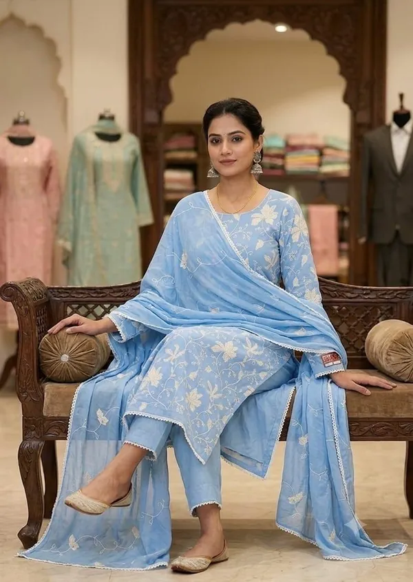 Blue_Pure_Cotton_Unstiched_Suit_Set_For_Women