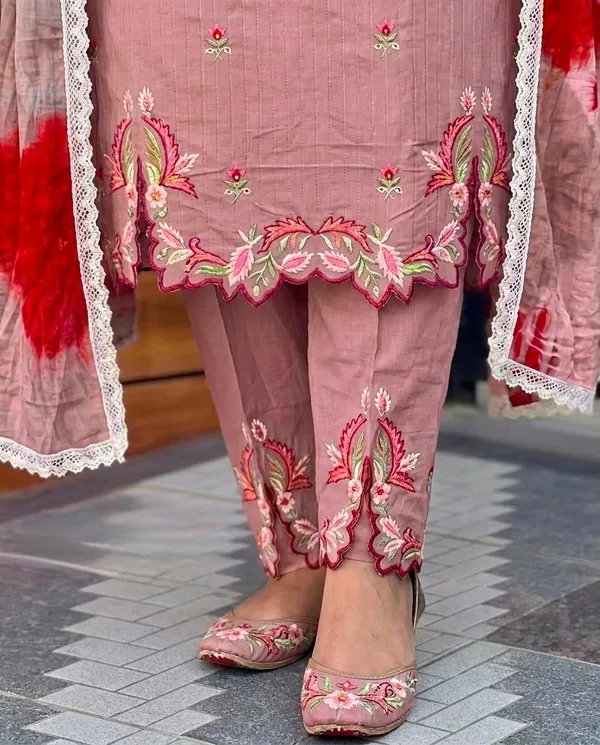 Pink_Cotton_Unstiched_Suit_Set_For_Women