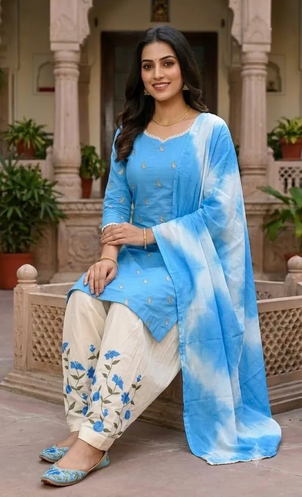 Blue_Rayon_Unstiched_Suit_Set_For_Women