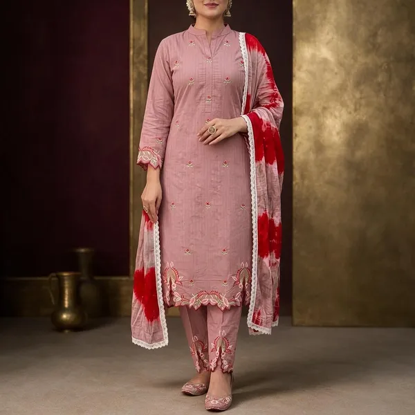 Pink_Cotton_Unstiched_Suit_Set_For_Women