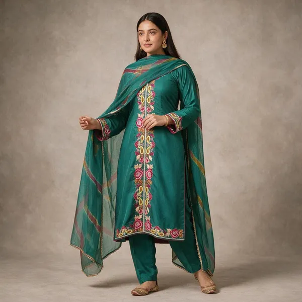Teal_Silk_Unstiched_Suit_Set_For_Women