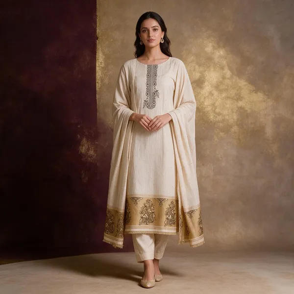 Off_White_Chanderi_Unstiched_Suit_Set_For_Women