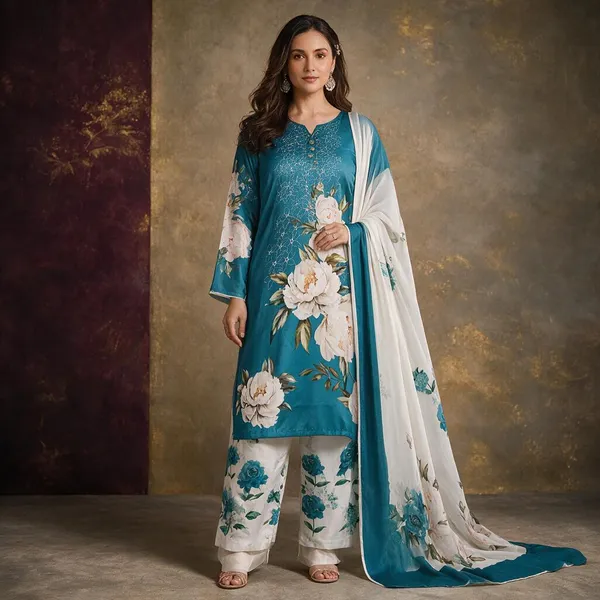 Teal_Cotton_Unstiched_Suit_Set_For_Women