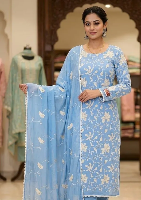 Blue_Pure_Cotton_Unstiched_Suit_Set_For_Women