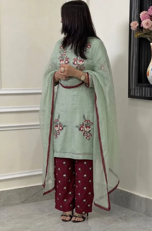 Mint_Green_Viscose_Rayon_Unstiched_Suit_Set_For_Women