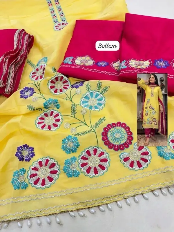 Yellow_Cotton_Unstiched_Suit_Set_For_Women
