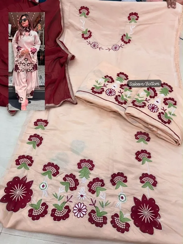 Peach_Chanderi_Silk_Unstiched_Suit_Set_For_Women