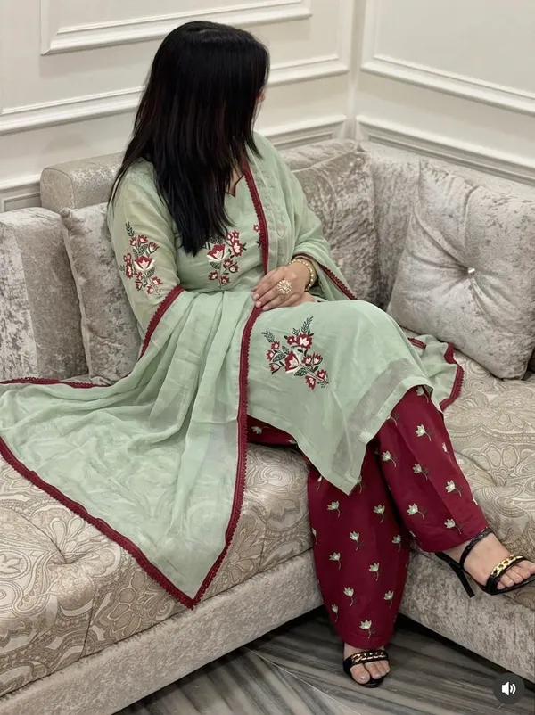 Mint_Green_Viscose_Rayon_Unstiched_Suit_Set_For_Women