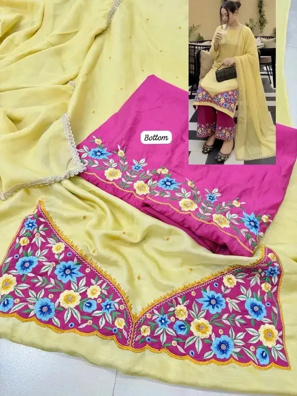 Yellow_Georgette_Unstiched_Suit_Set_For_Women