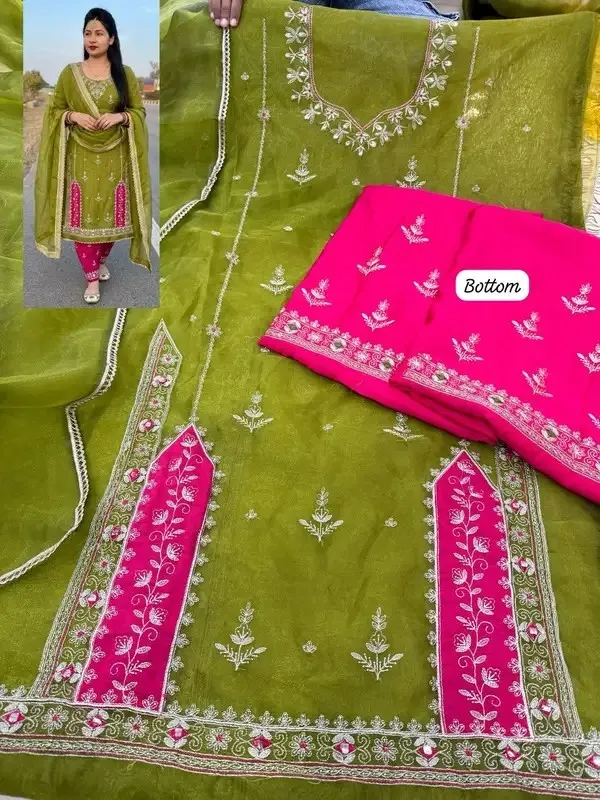 Green_Cotton_Unstiched_Suit_Set_For_Women
