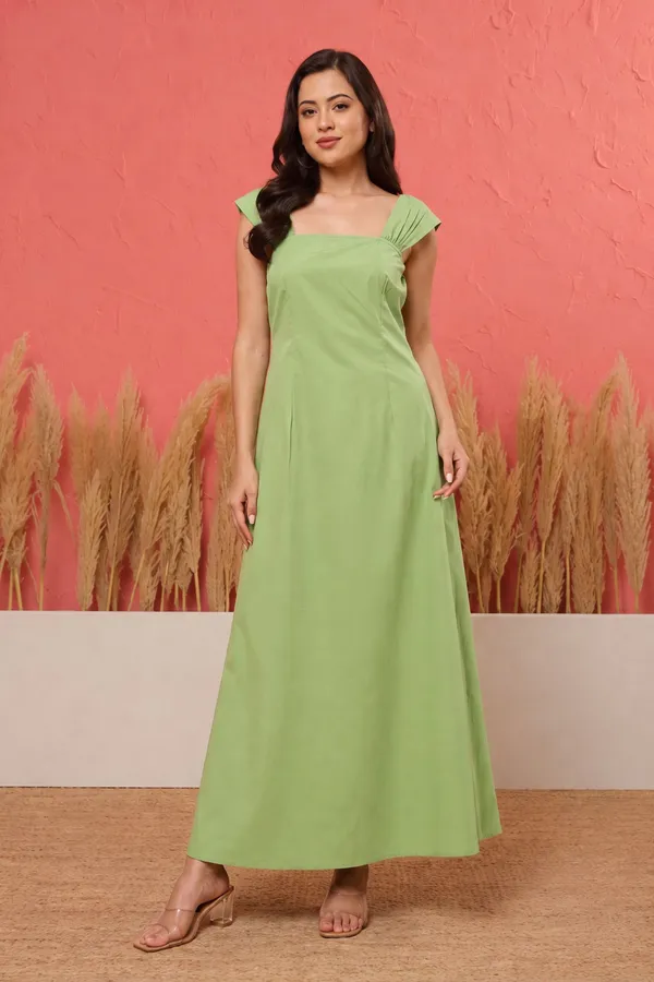 Green_Cotton_Sleeveless_A_Line_Dress_For_Women