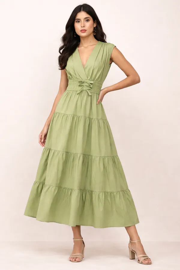 Green_Cotton_Tiered_Fit_And_Flare_Midi_Dress_For_Women