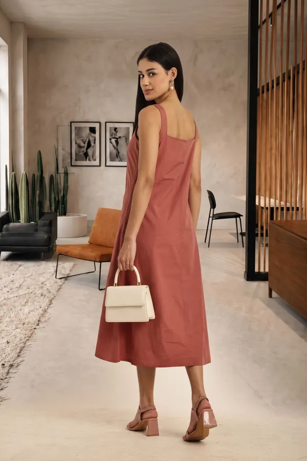 Rust_Pure_Cotton_Sleeveless_Midi_Dress_For_Women