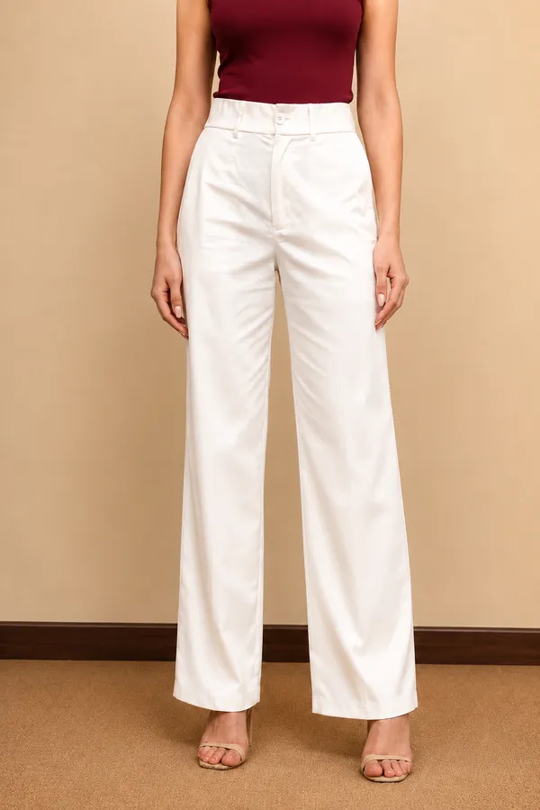Burgundy_&_White_Cotton_Blend_Short_Sleeve_Top_And_Wide_Leg_Trousers_Set_For_Women