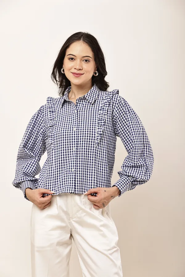Navy_Blue_Cotton_Gingham_Check_Relaxed_Fit_Shirt_For_Women
