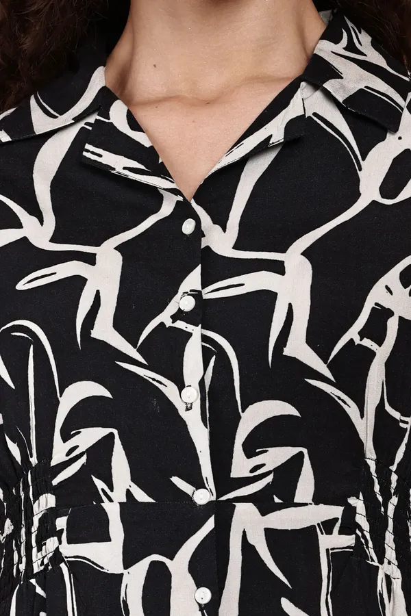 Black_Rayon_Viscose_Abstract_Print_Shirt_Dress_For_Women