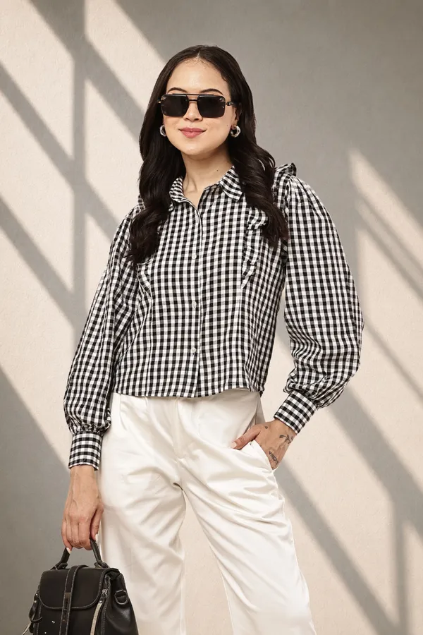 Black_Cotton_Checkered_Cropped_Shirt_For_Women
