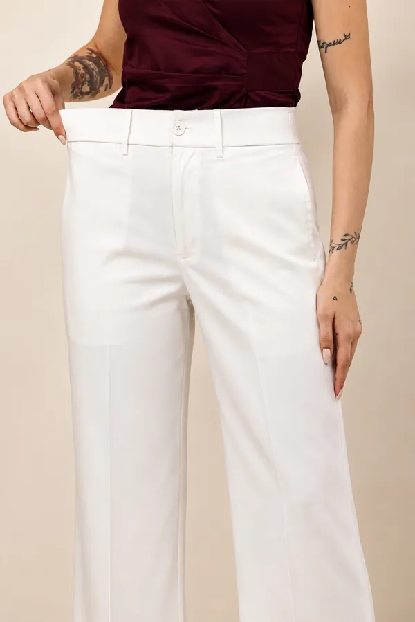Burgundy_&_White_Cotton_Blend_Short_Sleeve_Top_And_Wide_Leg_Trousers_Set_For_Women