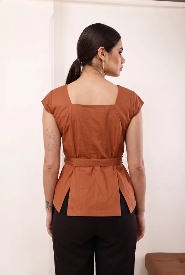 Rust_Button_Front_Peplum_Top_for_Women
